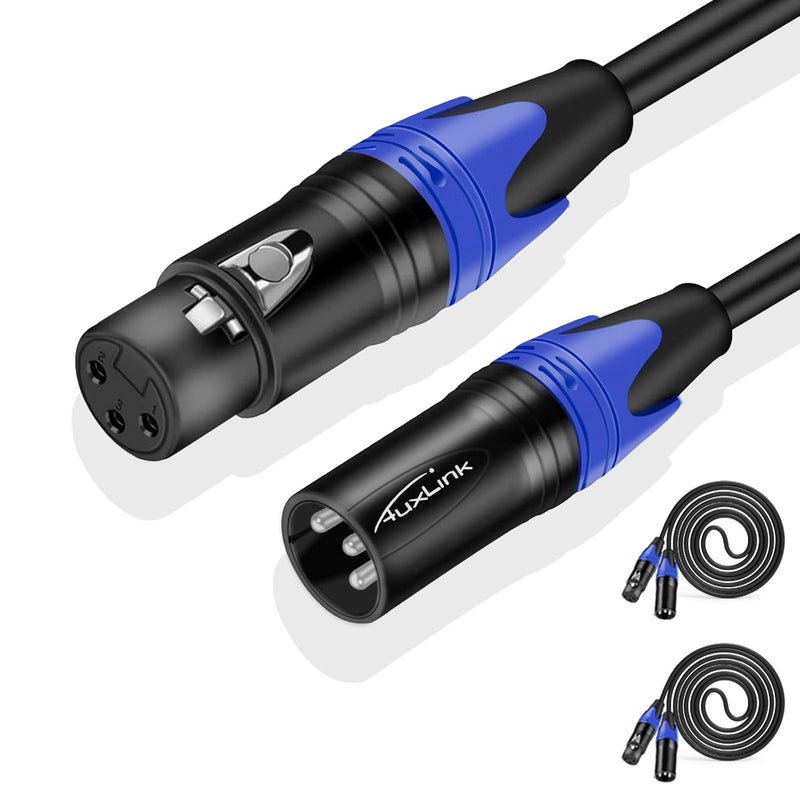 AuxLink 25ft XLR Cable 2 Pack - Balanced Speaker & Microphone Cable for Microphones, Speakers, Radio Stations - Image 1